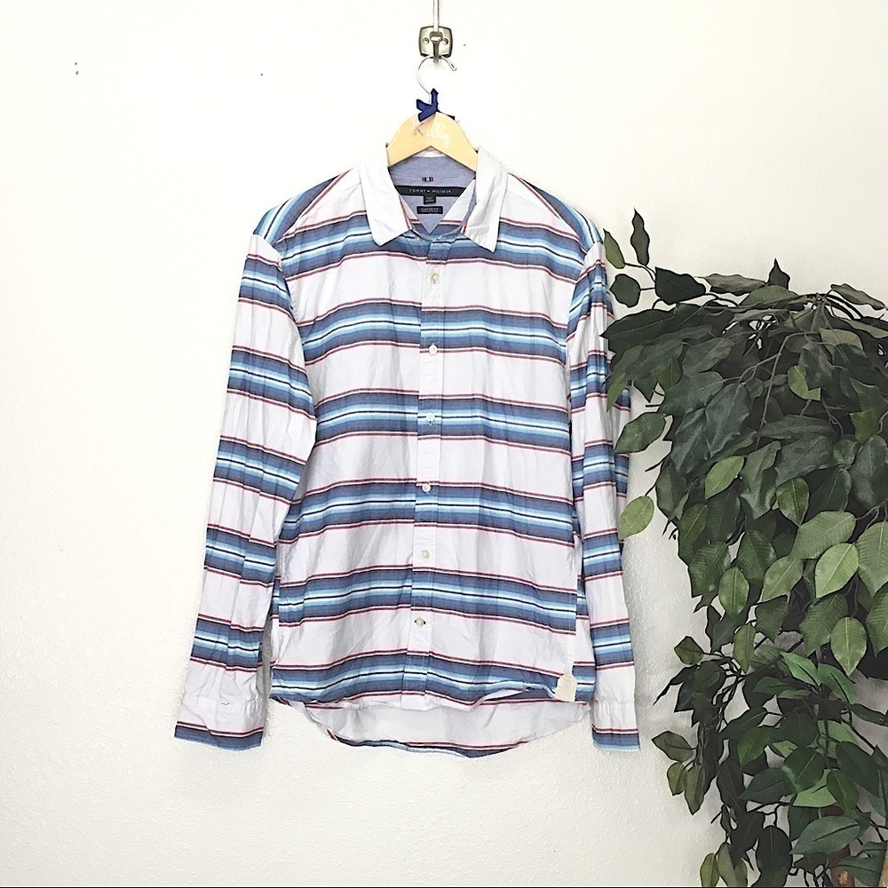 Mens Tommy Hilfiger Custom Fit Striped Button Down